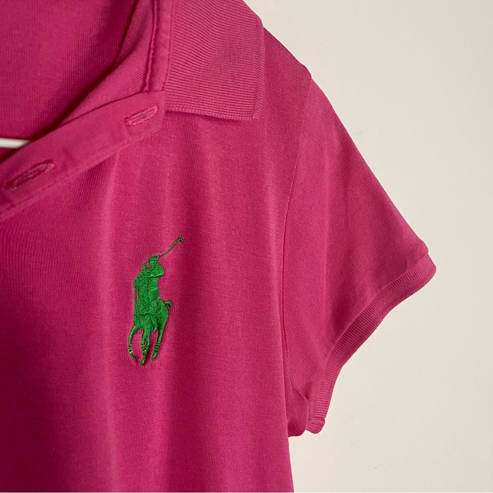Ralph Lauren Womens Tailored Golf Fit Pink Polo Shirt size M Big Pony Preppy Y2K - Picture 8 of 15